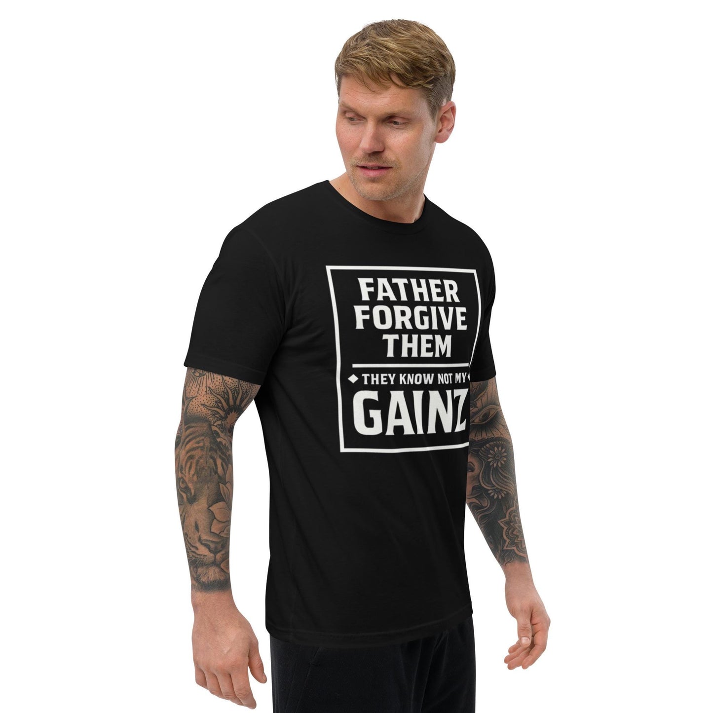 Christian Gym T-Shirt – “They Know Not My Gainz” | Funny Faith Fitness Tee