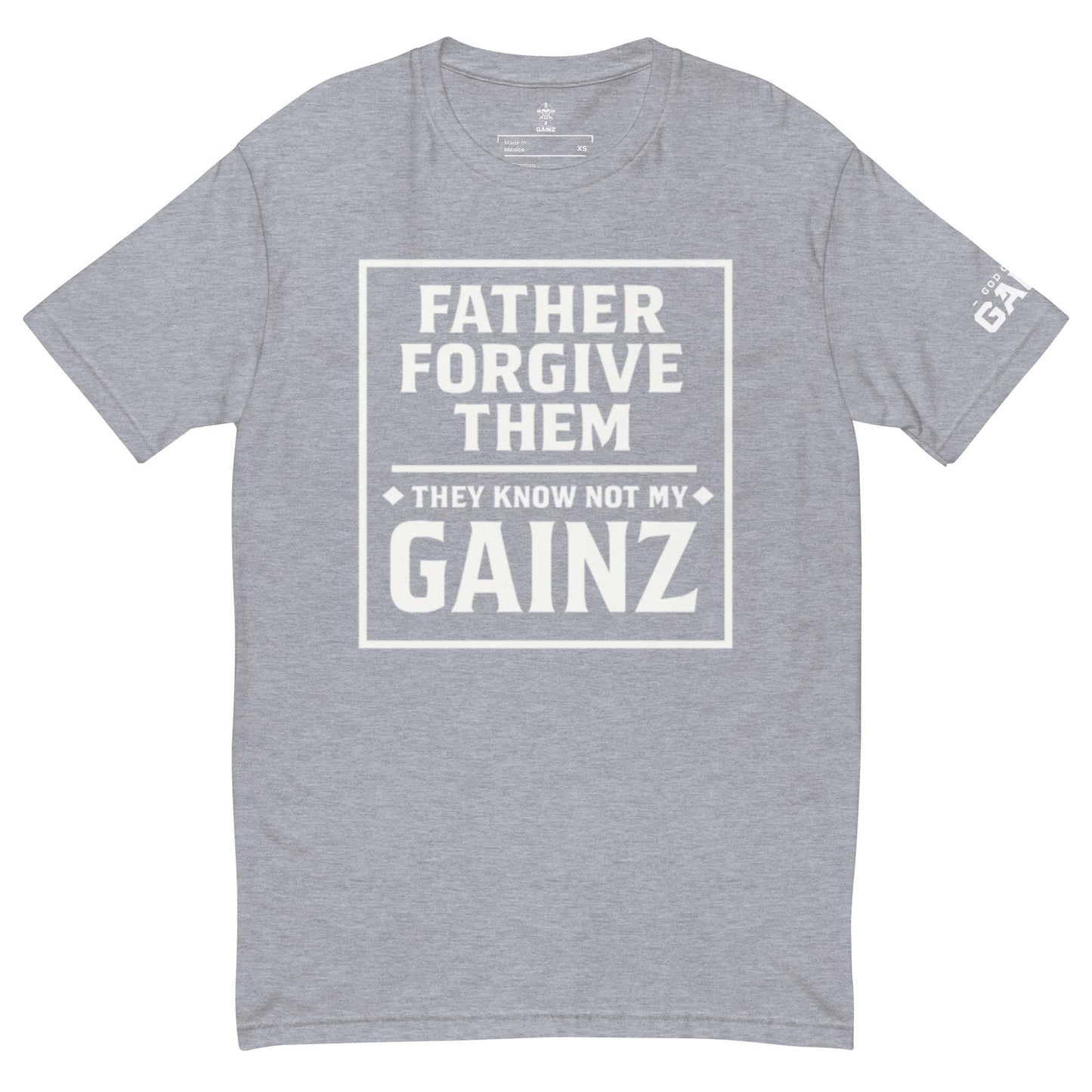 Christian Gym T-Shirt – “They Know Not My Gainz” | Funny Faith Fitness Tee