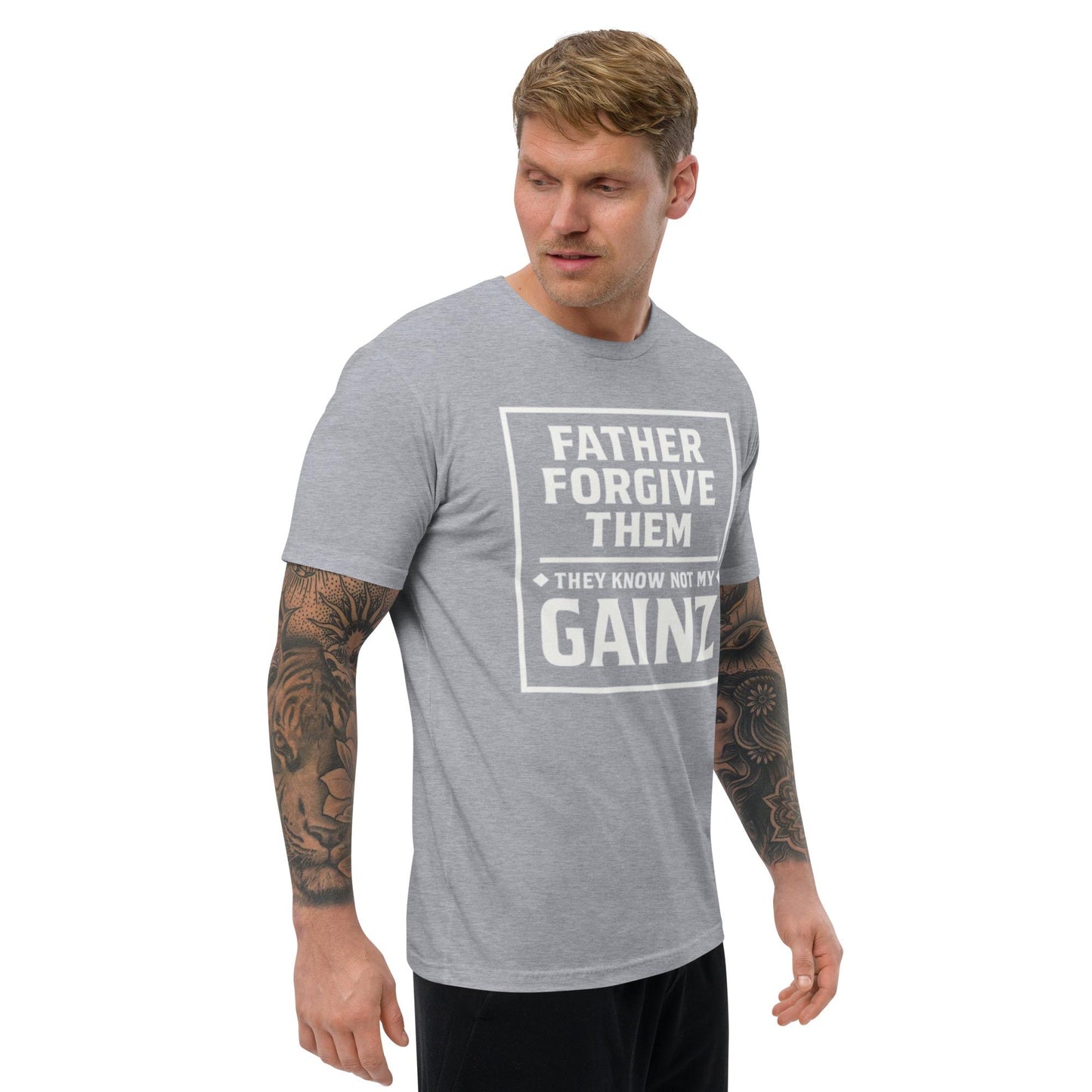 Christian Gym T-Shirt – “They Know Not My Gainz” | Funny Faith Fitness Tee