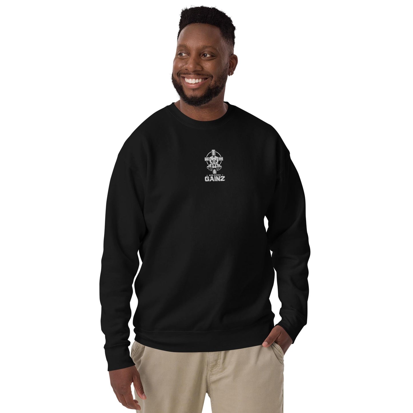 God Given Gainz Premium Embroidered Sweatshirt – Christian Gymwear