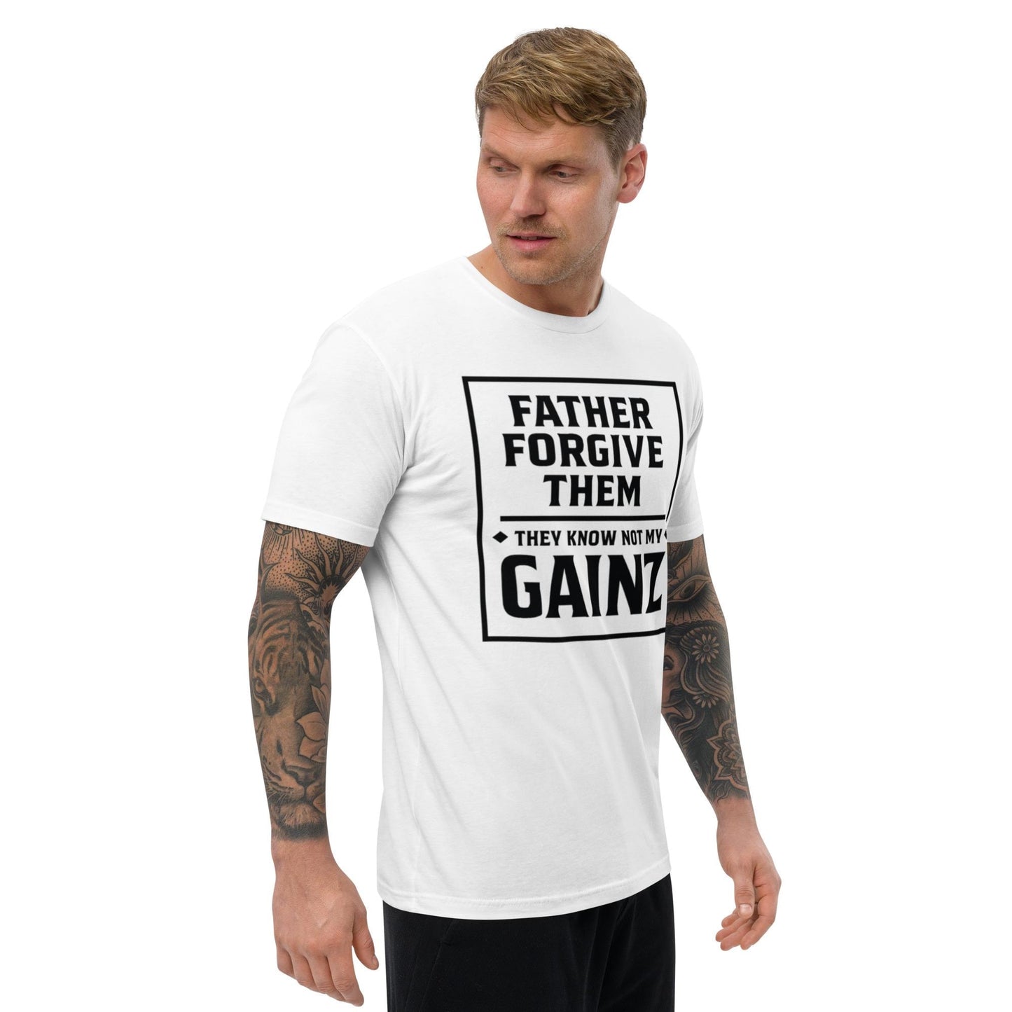 Christian Gym T-Shirt – “They Know Not My Gainz” | Funny Faith Fitness Tee