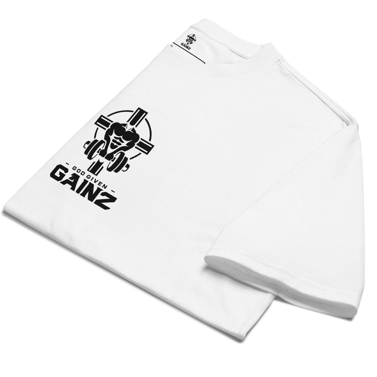 Oversized Christian Gym T-Shirt – Premium Heavyweight Faith x Fitness Tee | God Given Gainz - White